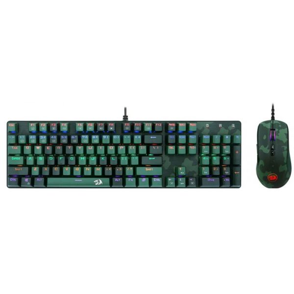 Teclado e Mouse Gaming com Cabo Redragon S108 Verde (Espanhol)