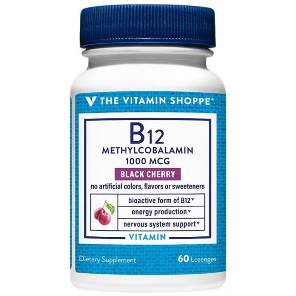The Vitamin Shoppe B12 Methylcobalamin 1000MCG Black Cherry (60 Lozenges)