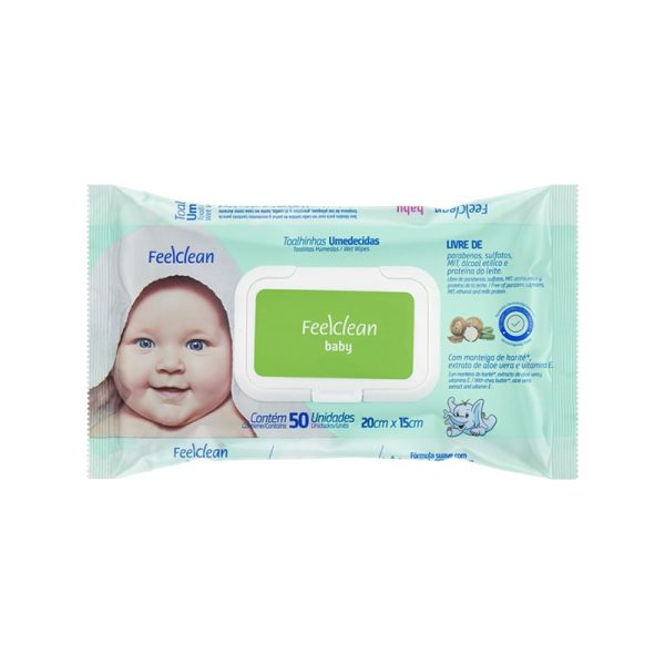 Toalhinhas Umedecidas Feelclean Baby 20cm x 15cm (50 Unidades)